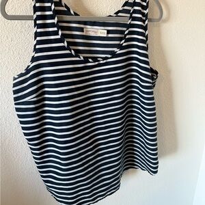 Faded Glory Navy and White Nautical Striped Tank Top